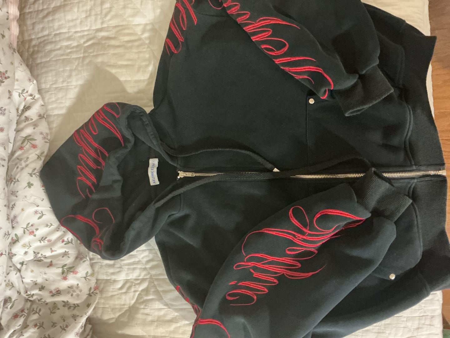 Customer photo review of Aelfric Eden Boxy Script Embroidery Hoodie Sets
