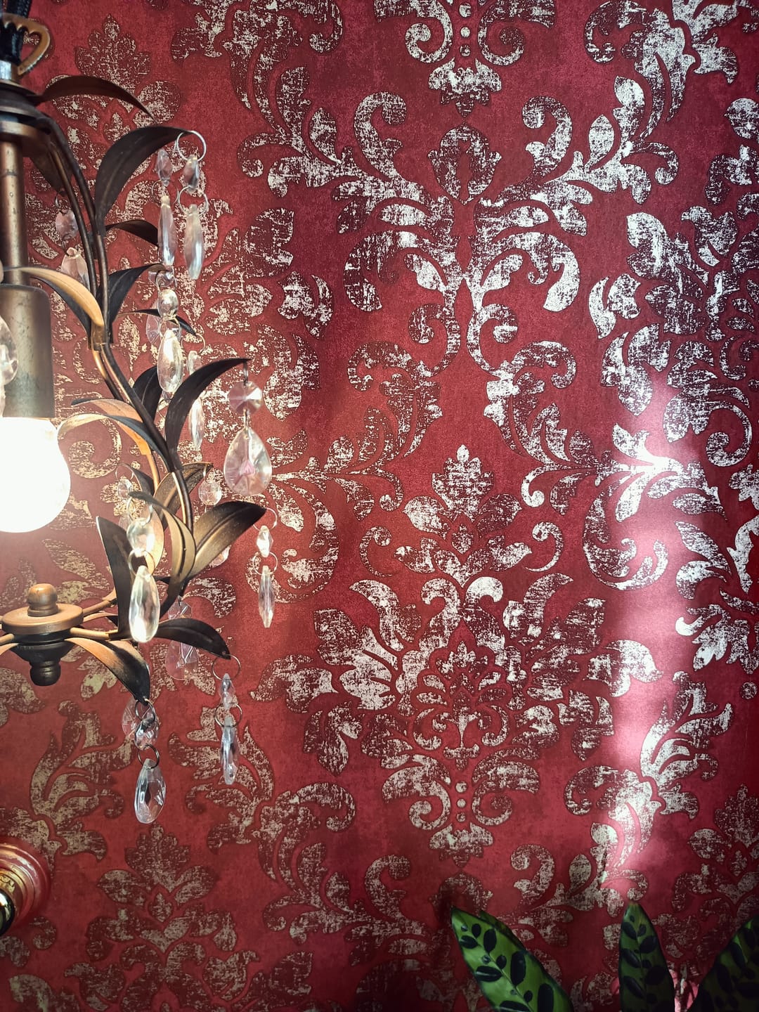Customer photo review of Baroque Damask Wallpaper - Red + Gold