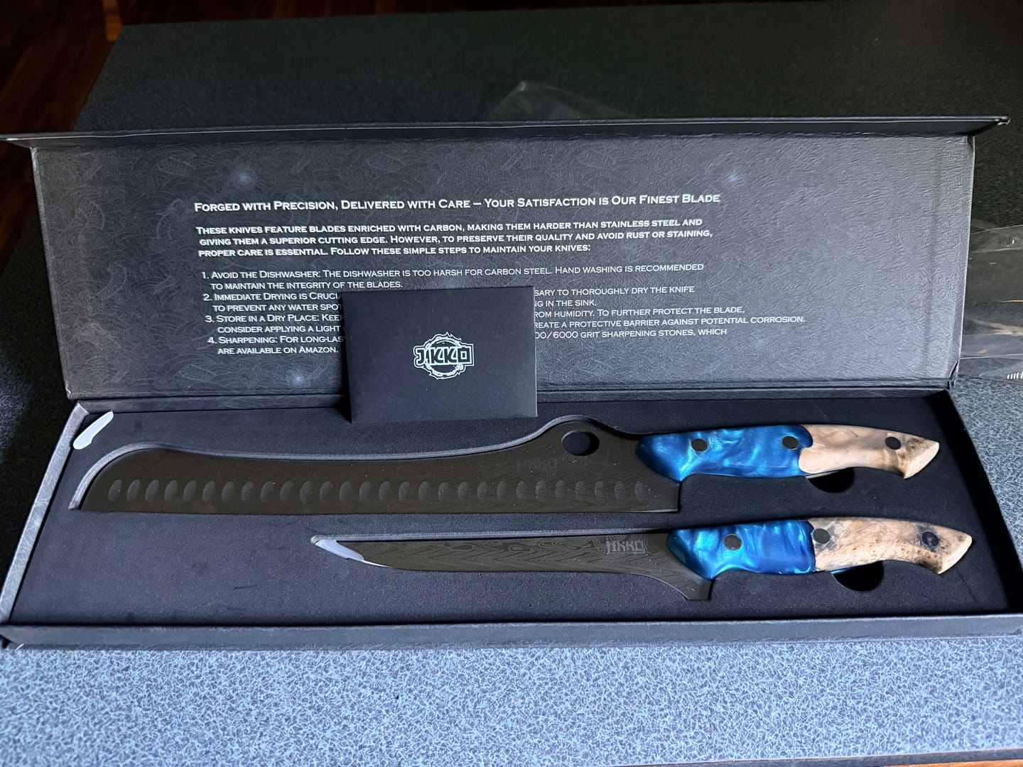 Customer photo review of The SteelFang Blue Edition – Brisket & Fillet Knife Set by JIKKO®