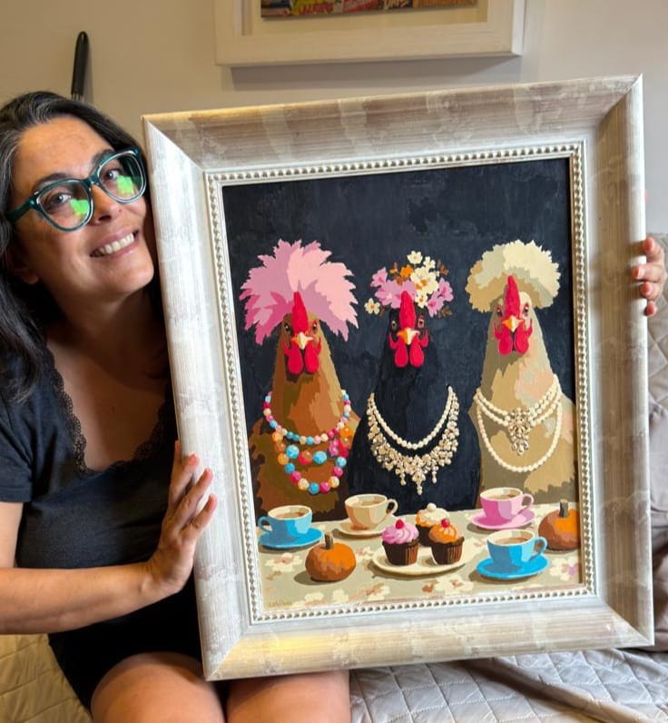 Customer photo review of Fancy Chickens Society | Paint by Number