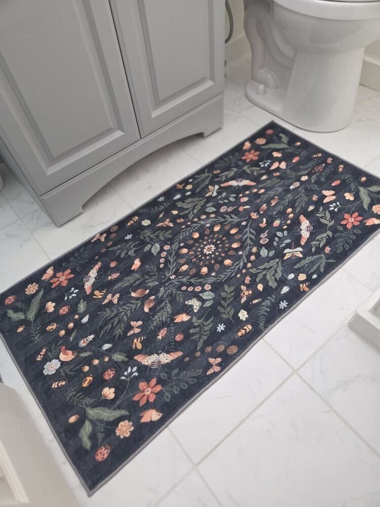 Customer photo review of Rug – Boho Insect Botanical Floral – Stormy Blue