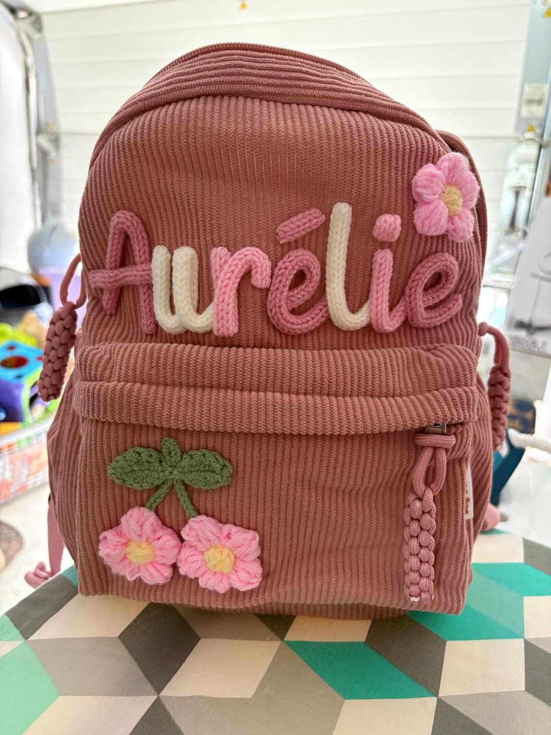 Customer photo review of K&C - Personalized Knitted Backpack