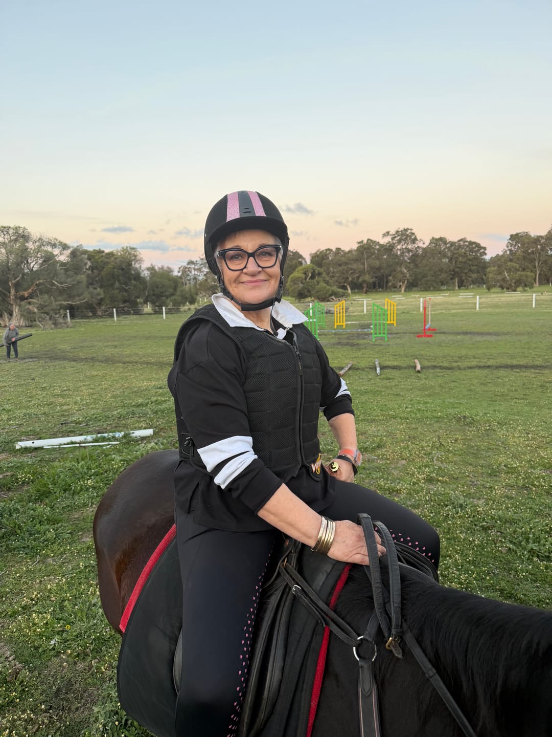 Customer photo review of Thames Ascot Riding Tights - Black + Pink