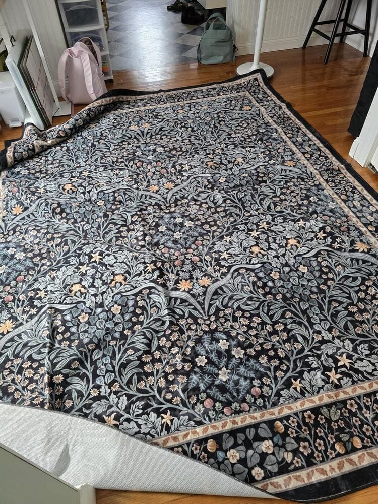Customer photo review of Rug – Maximalism Vintage French Floral – Stormy Blue