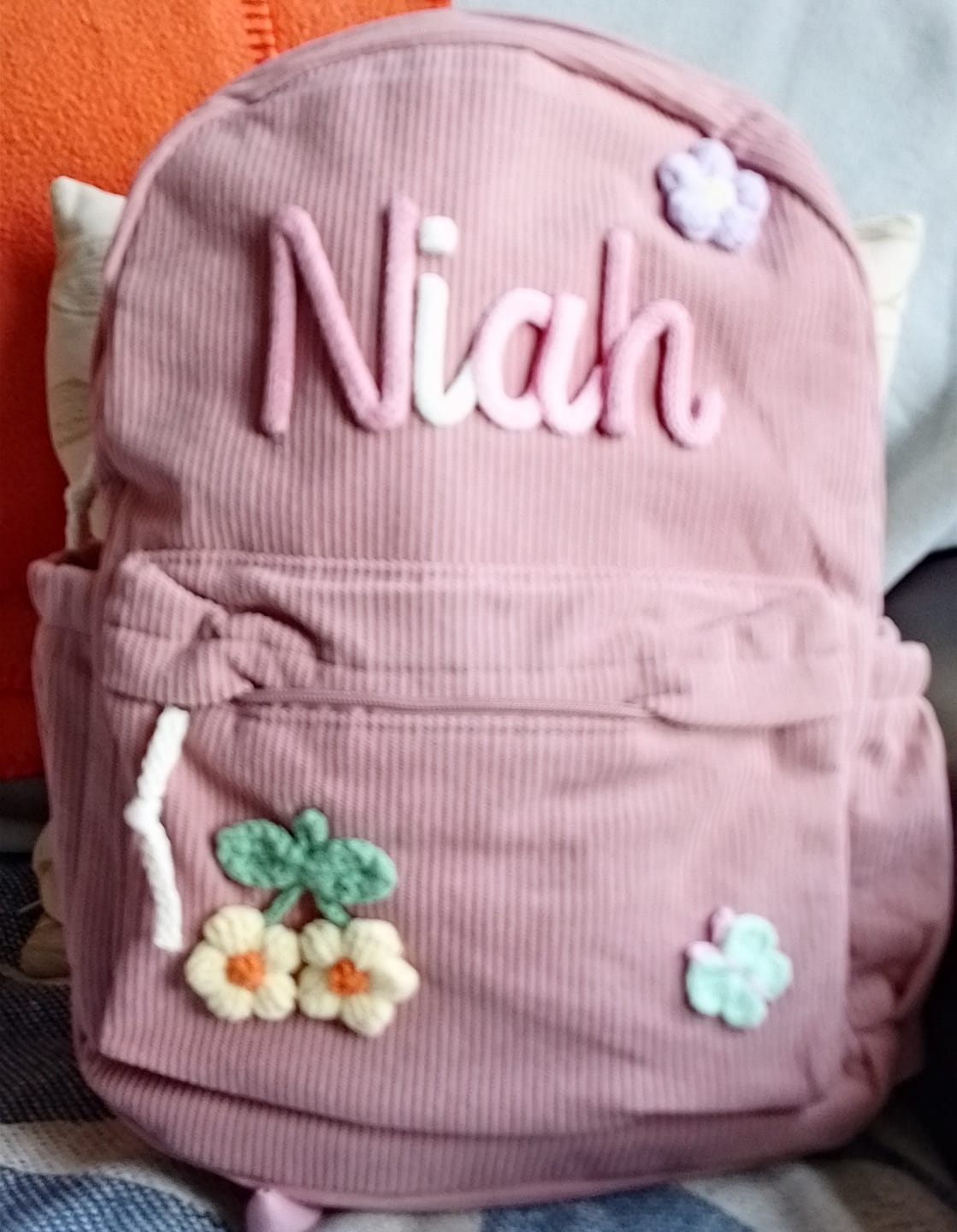 Customer photo review of K&C - Personalized Knitted Backpack