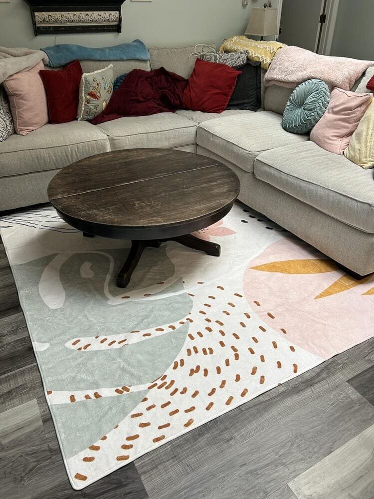 Customer photo review of Rug – Modern Botanical Leaf – Stormy Blue