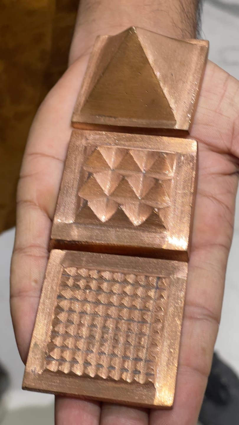 Customer photo review of 3-Layer Copper Pyramid Vastu Remedy for Energy Amplification, Prosperity and South East Direction Activation for Home, Office and Vastu Correction | 5-7.6 cm | 665 g