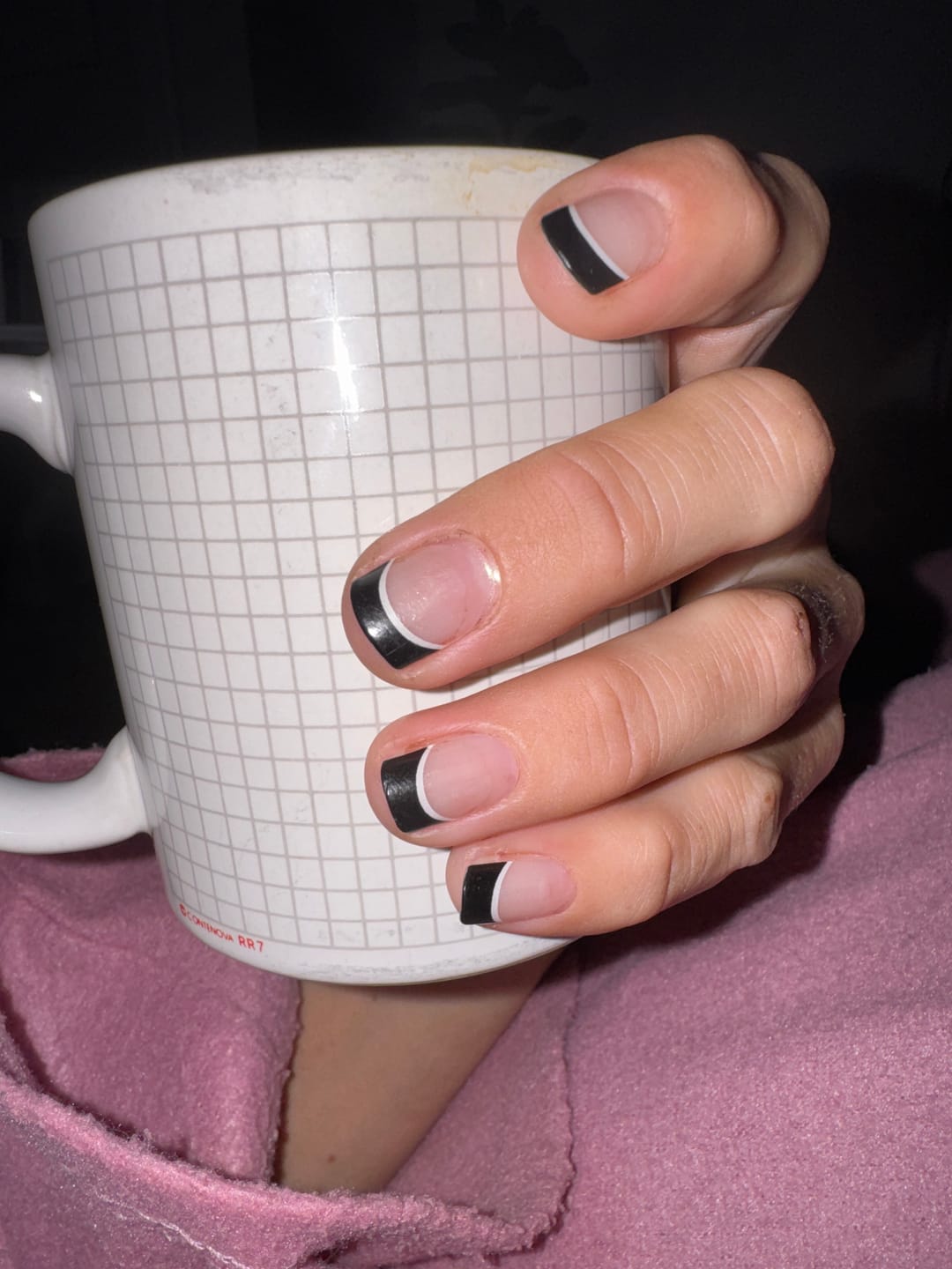 Customer photo review of Black French Tips Semi Cured Gel Nail Sticker Kit