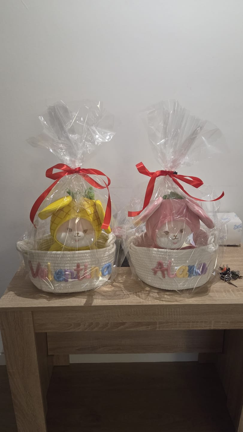 Customer photo review of Baby Knits™  Multicolor Personalized Knitted Basket