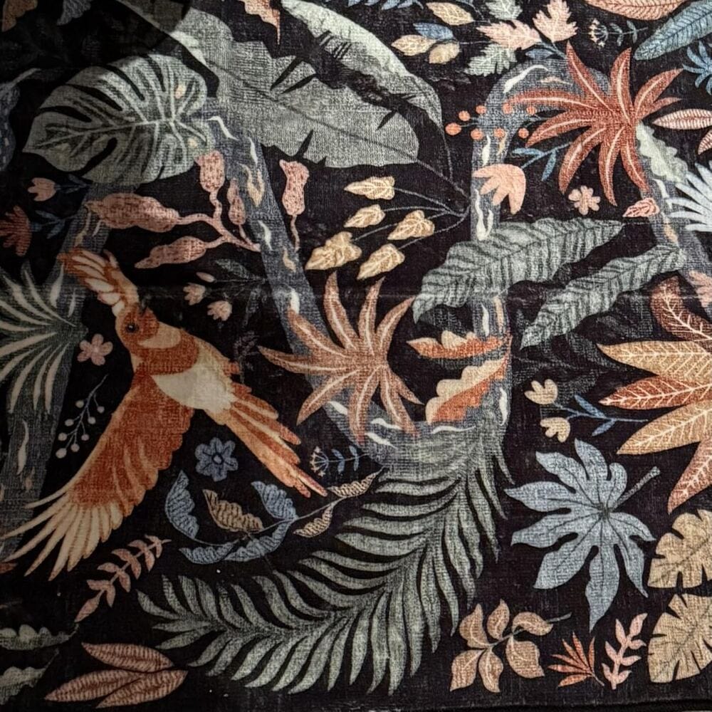 Customer photo review of Rug – Modern Tropical Bird – Ink Black