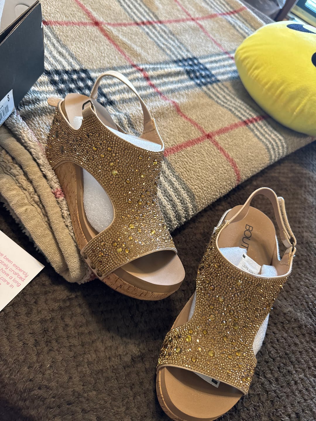 Customer photo review of Corkys "The Ashley" Rhinestone Corky Wedge Sandal (Gold)