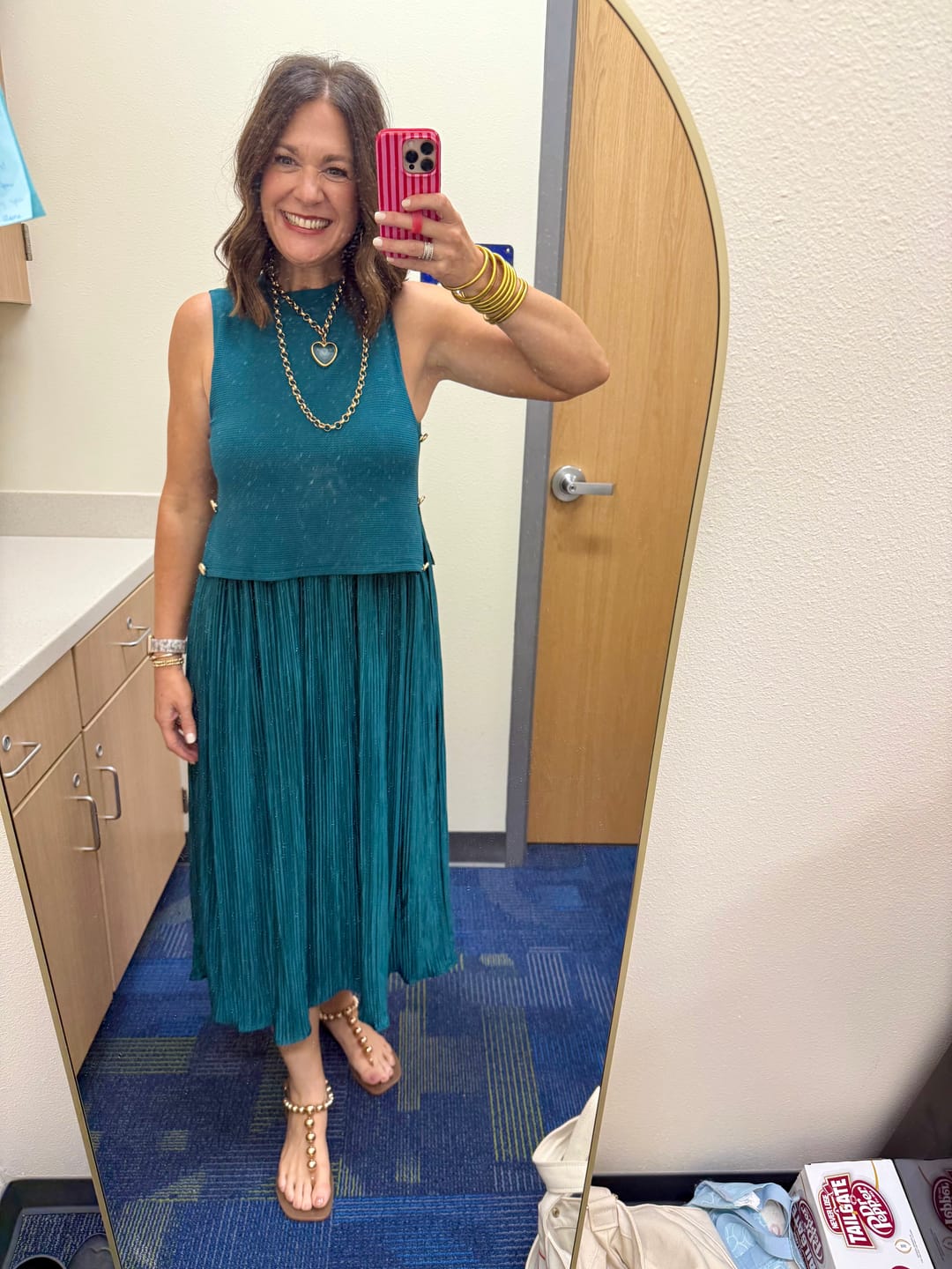 Customer photo review of SSYS Samantha Pleated Twofer Midi Dress In Hunter