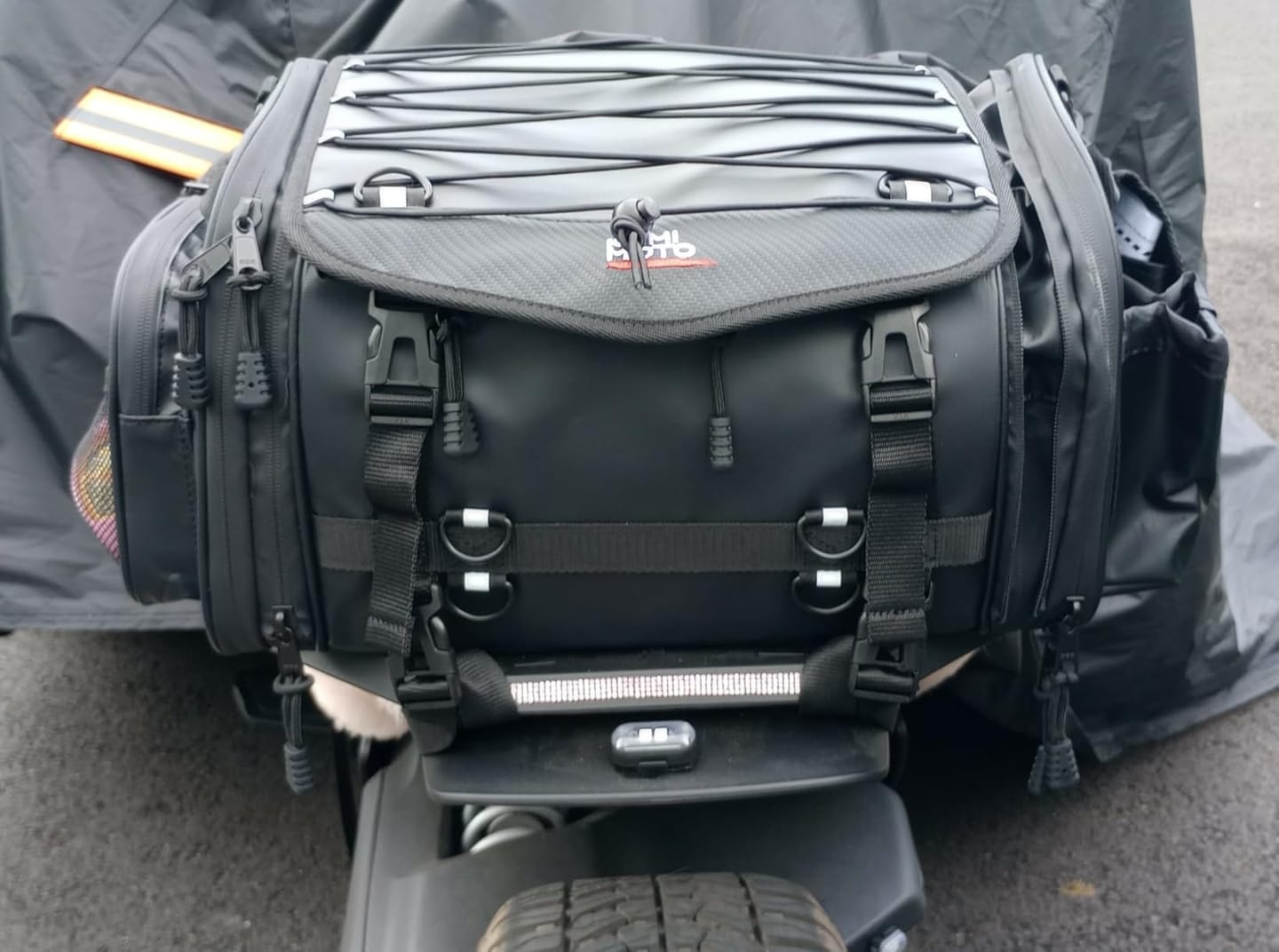 Customer photo review of 60–80L Expandable Tail Bag For Motorcycle Travel