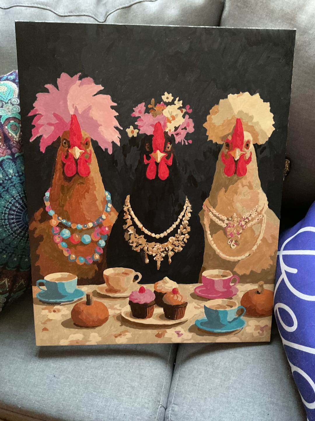 Customer photo review of Fancy Chickens Society | Paint by Number