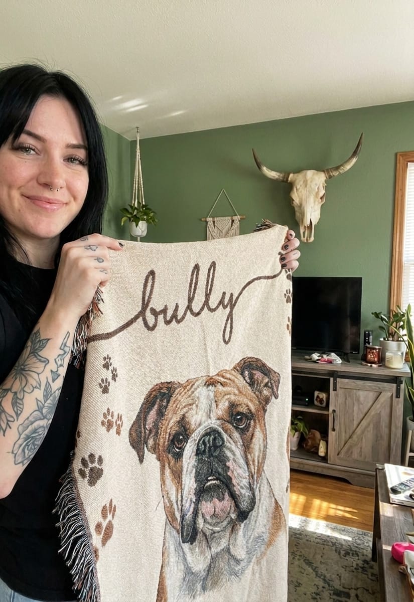 Customer photo review of The Eternal Hug Blanket