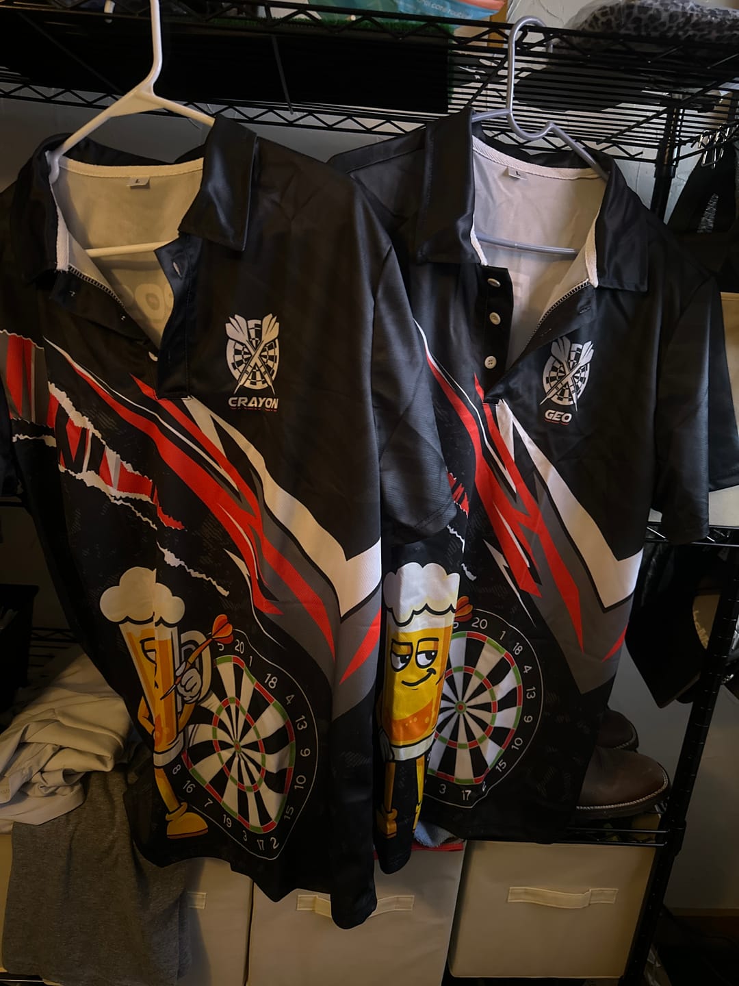 Customer photo review of Custom Red Funny Beer Dart Shirts for Men Darts Team Jerseys Dart Tournament Polo & 1/4 Zip NNT139