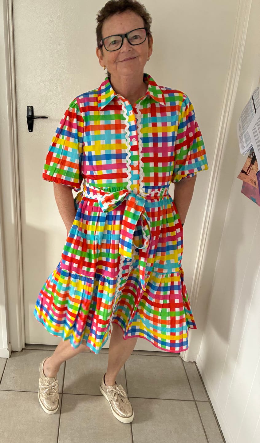 Customer photo review of Melody Dress - Neon Gingham