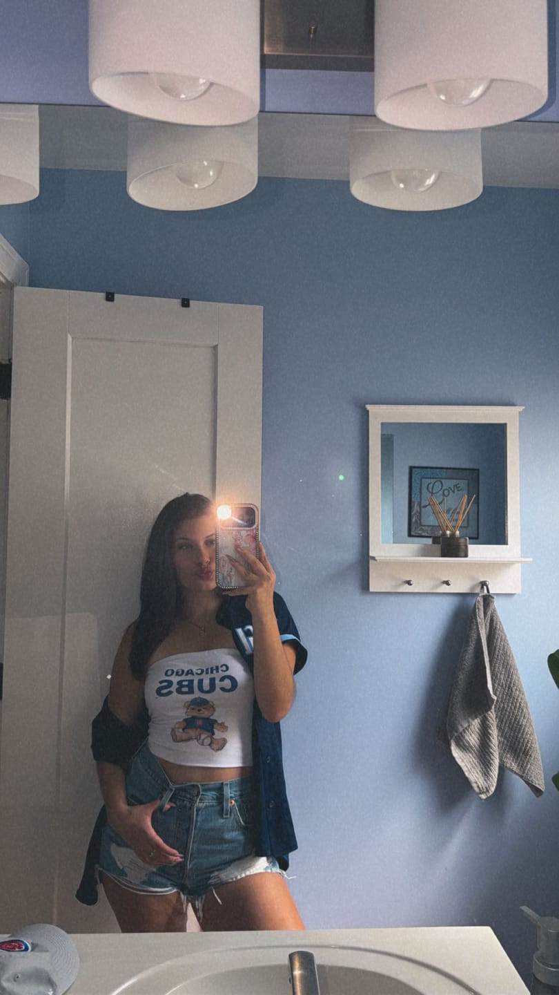 Customer photo review of Chicago Cubs Teddy Crop Tube Top