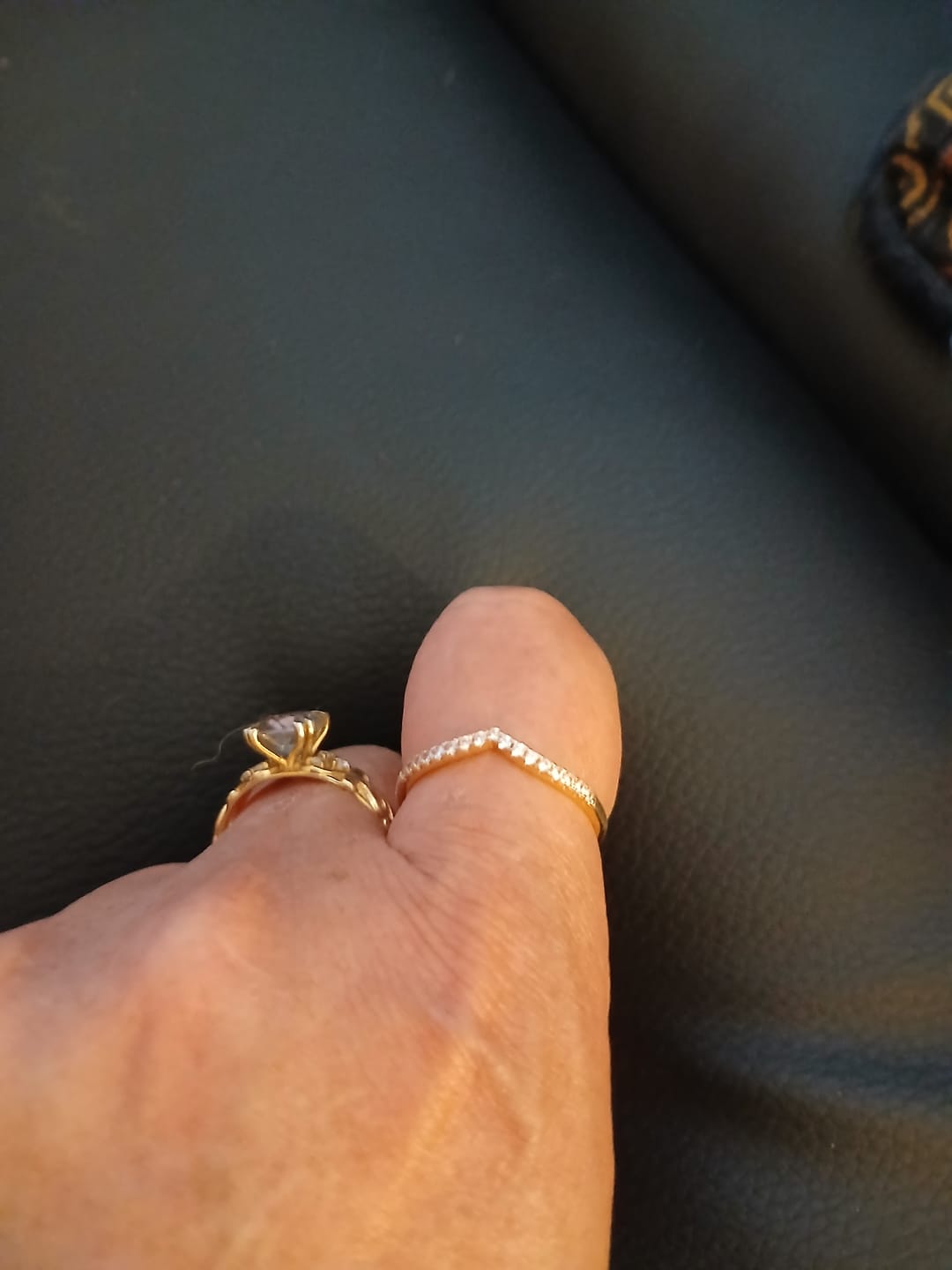Customer photo review of The Emilia Gold - Moissanite