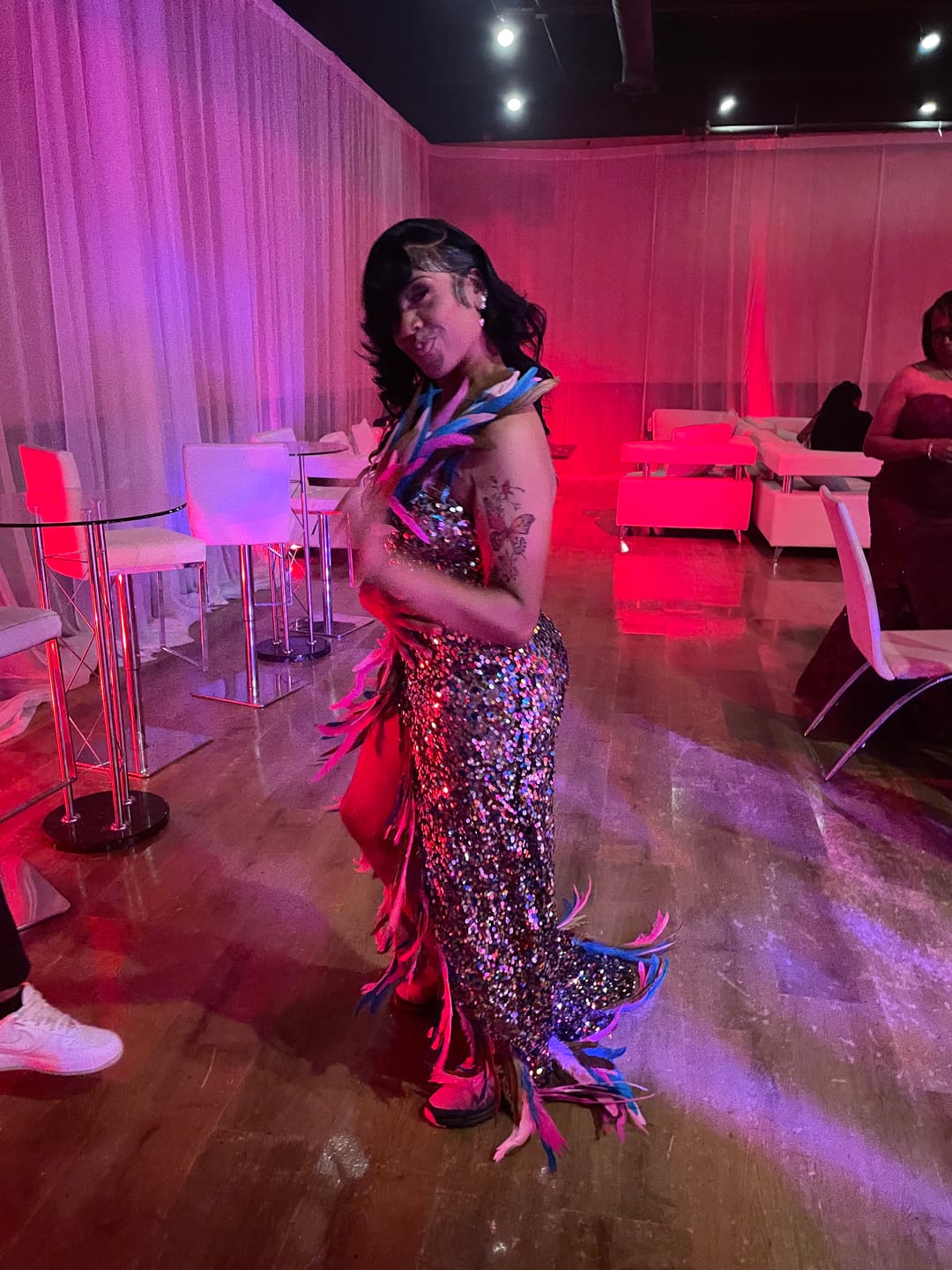 Customer photo review of Grandeur Feather Dress (Ready To Ship)
