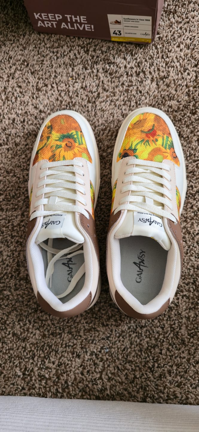 Customer photo review of Van Gogh Sunflowers inspired sneakers