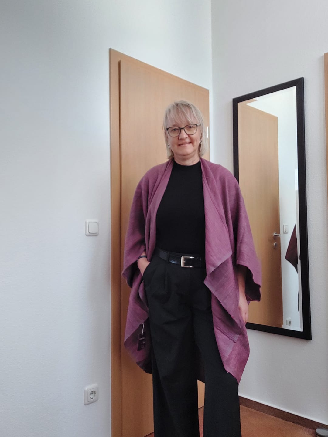 Customer photo review of NEW! JIVA Wool Silk Kimono Sunset