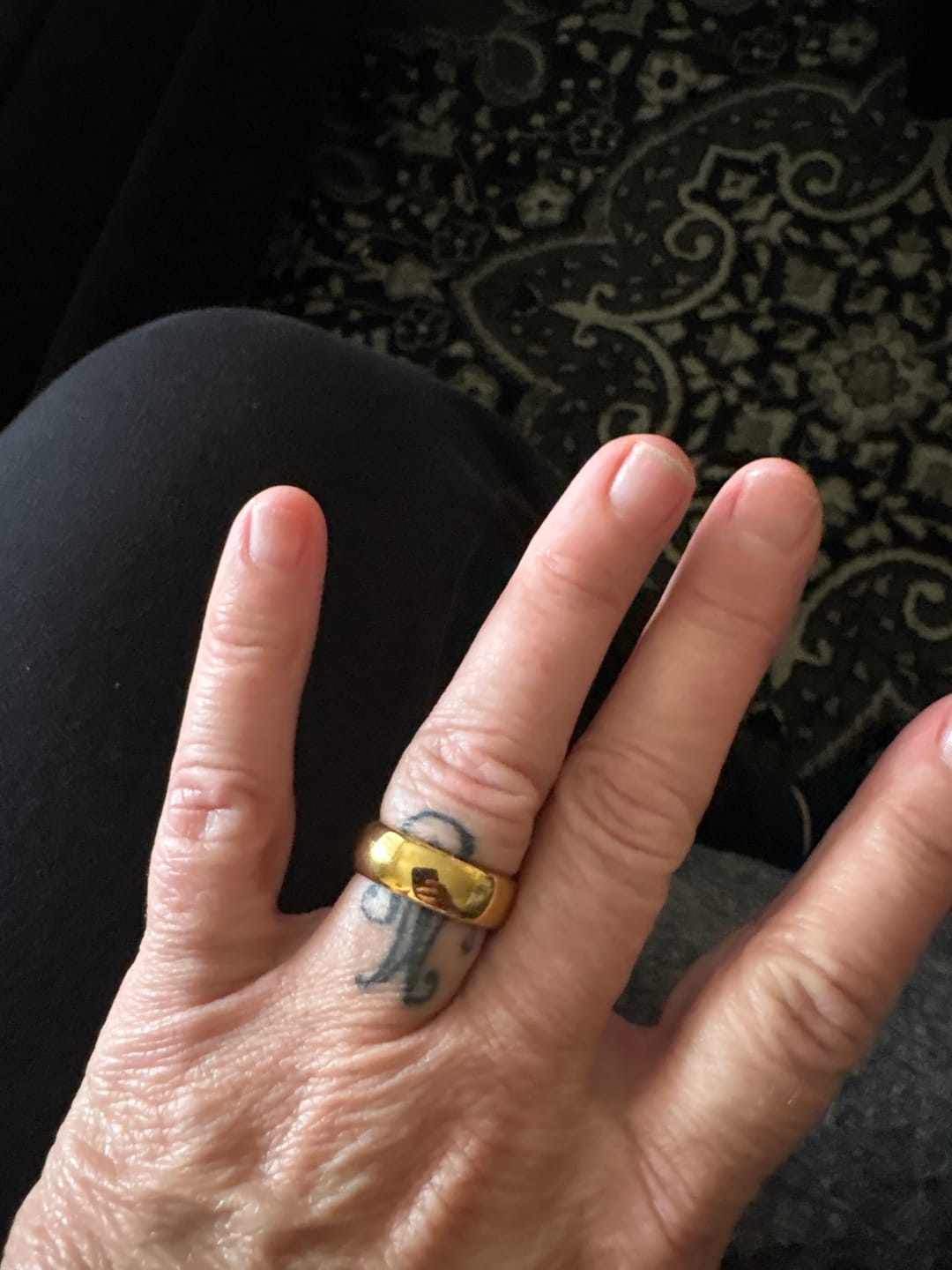 Customer photo review of 7mm - 14k Yellow Gold Tungsten Wedding Band, High Polish Dome Shape, Anniversary Ring