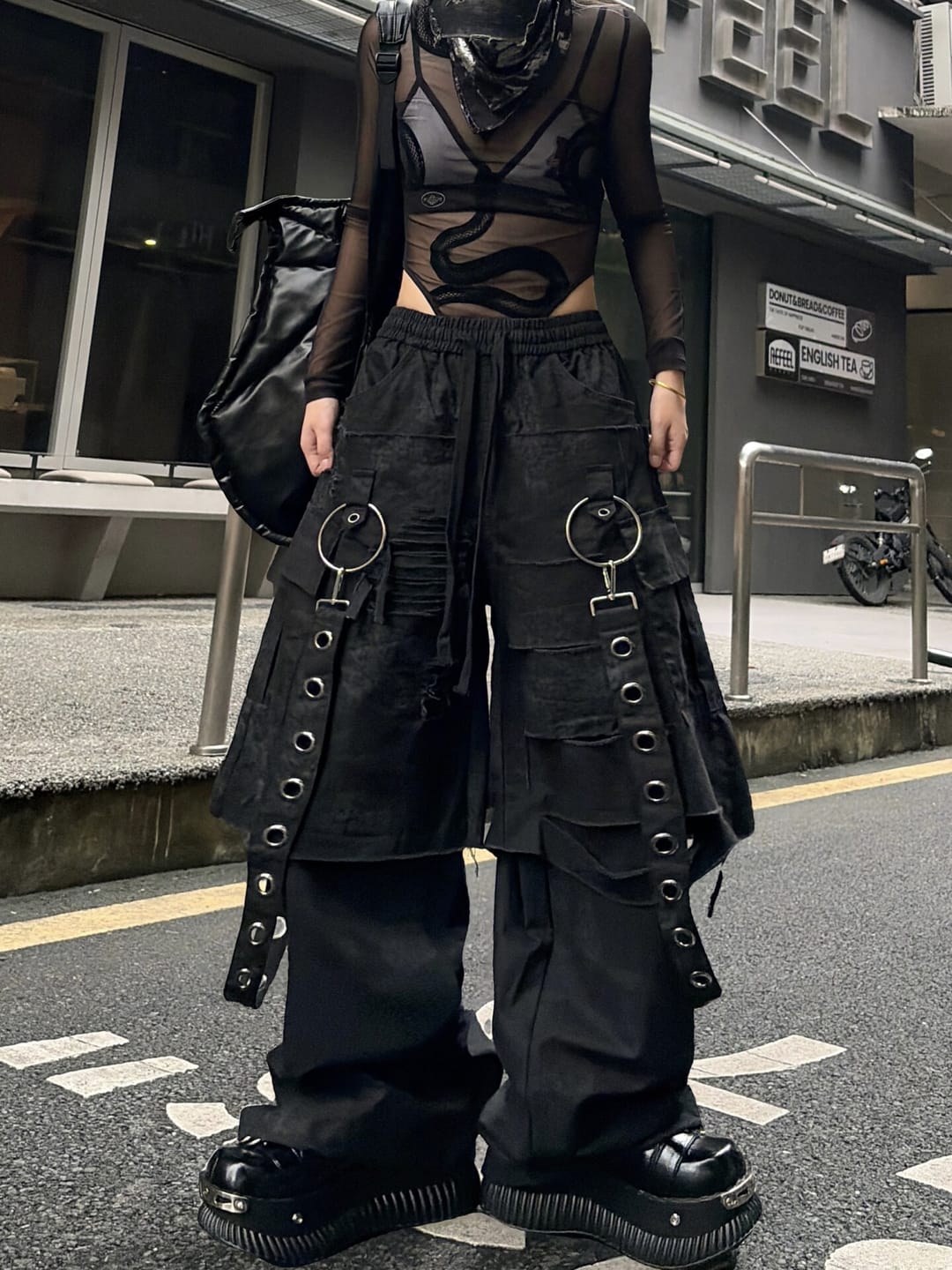 Customer photo review of Industrial Fringe Darkwear Jeans