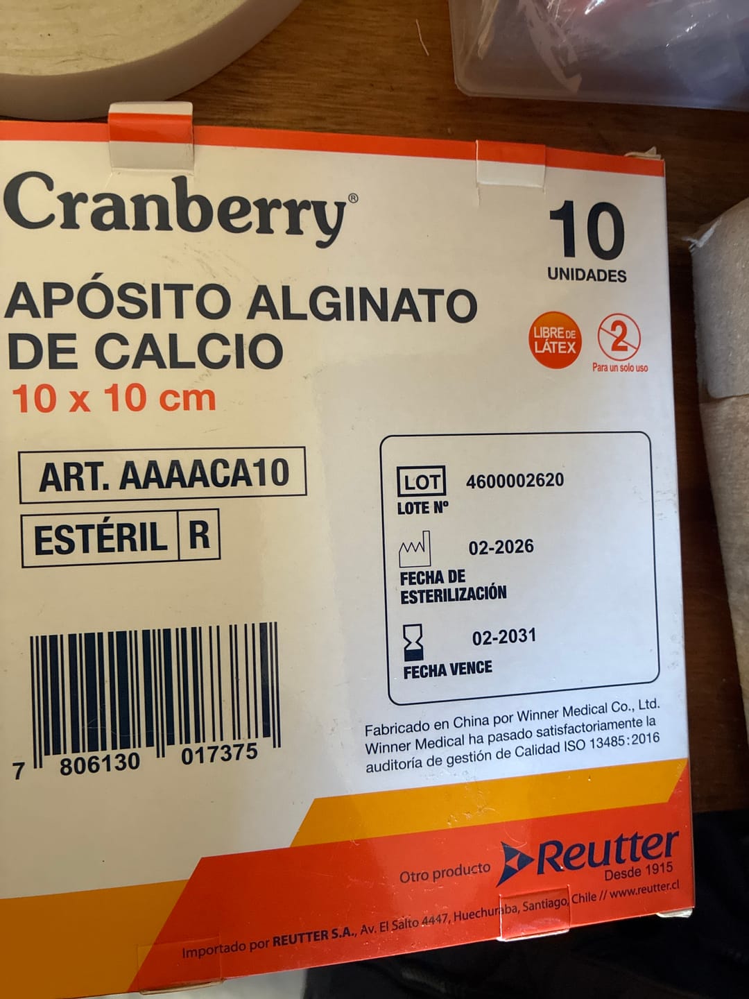 Customer photo review of Apósito Alginato de Plata + Calcio 10x10 cm