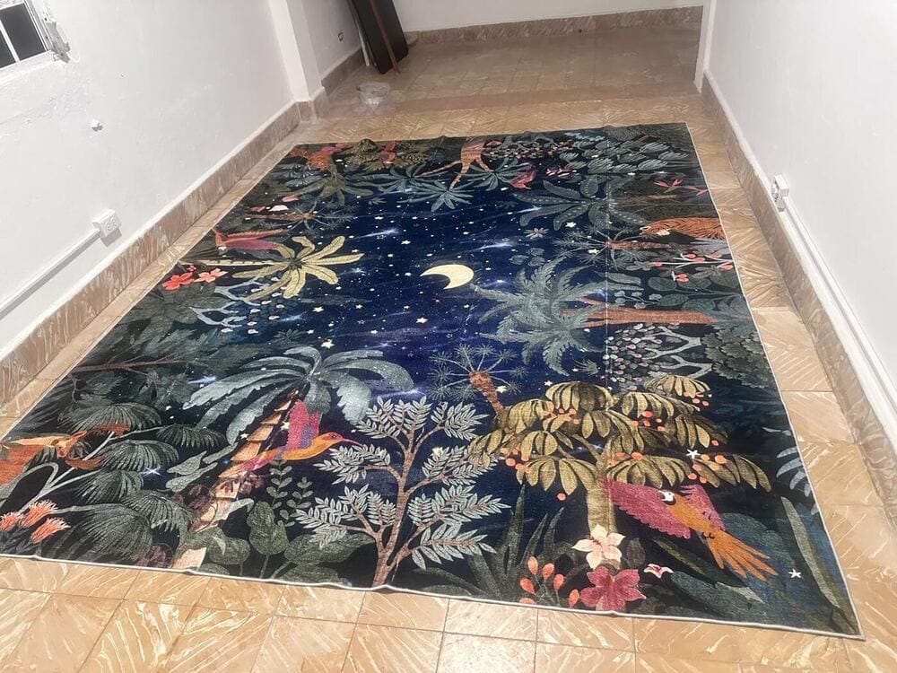 Customer photo review of Rug – Jungle Fall Sunrise – Amber Clay
