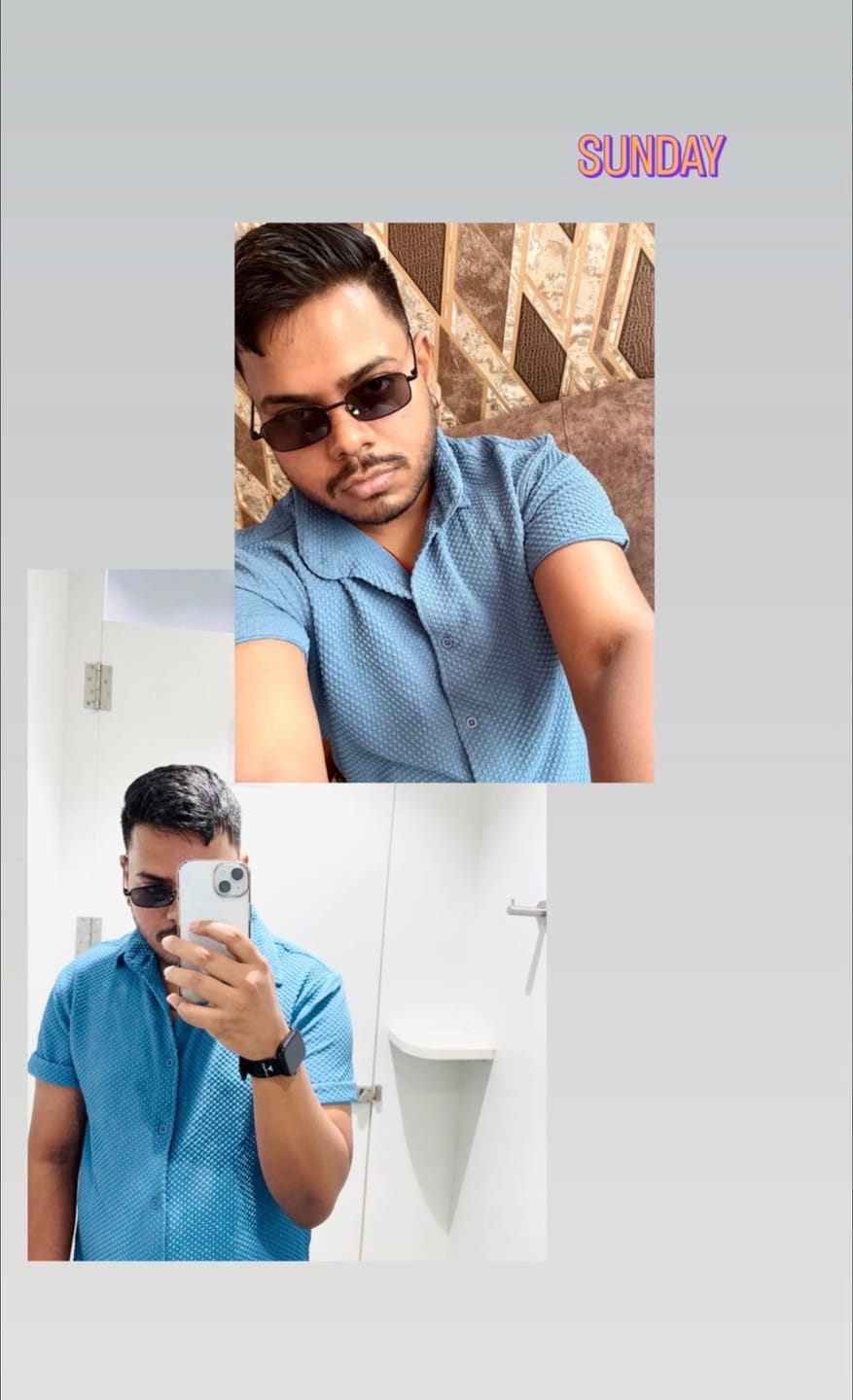 Customer photo review of Mid Blue Structured Shirt