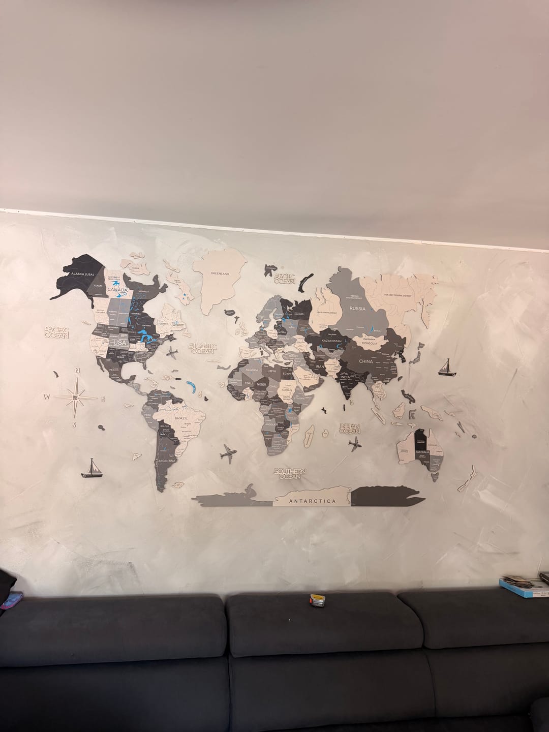 Customer photo review of 3D Wooden World Map Nordik