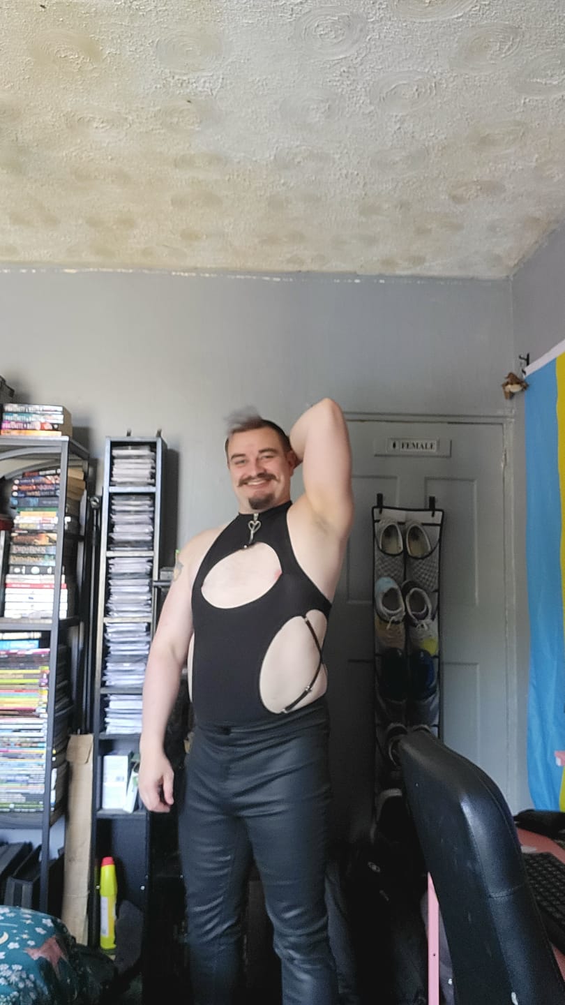 Customer photo review of Femboy Hollow-out Bodysuit (2-Piece Set) AS58