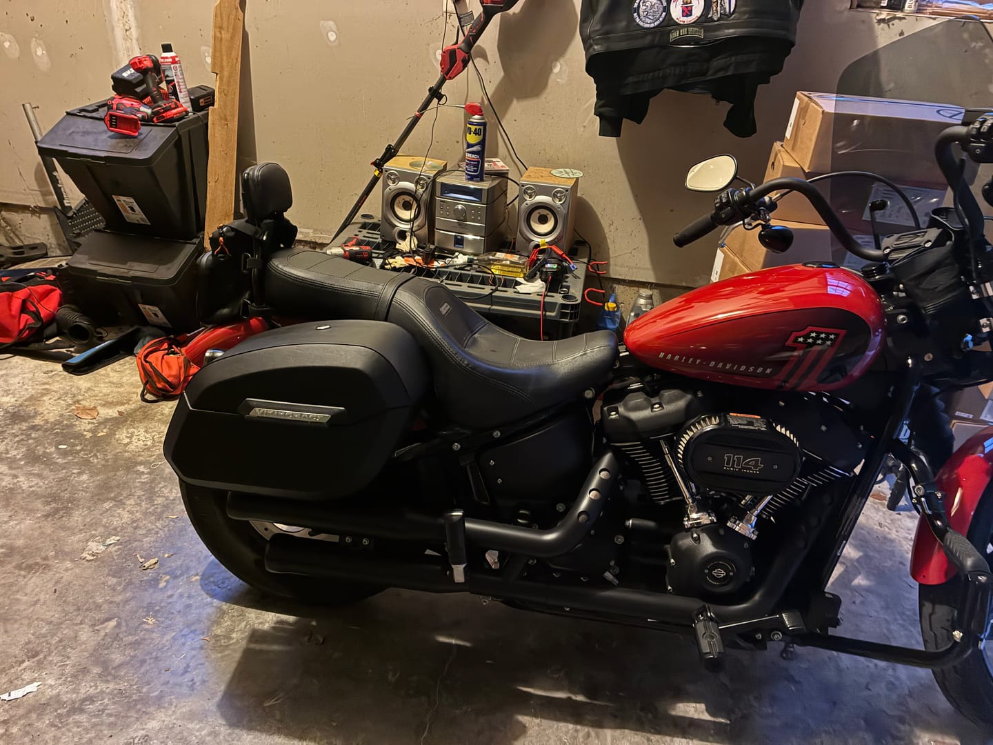 Customer photo review of 32L - Darkin Large Quick Mount Leather Wrapped Hard Saddlebags for Harley Softail Low Rider S FXLRS