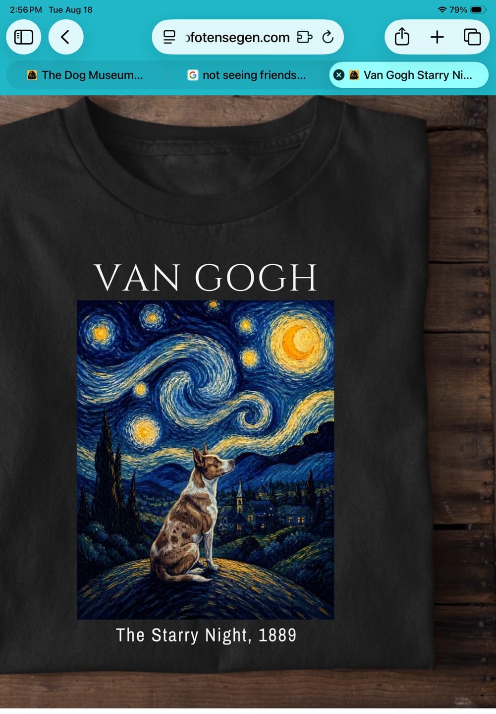 Customer photo review of Van Gogh The Starry Night - Personalized Dog T-Shirt with Photo