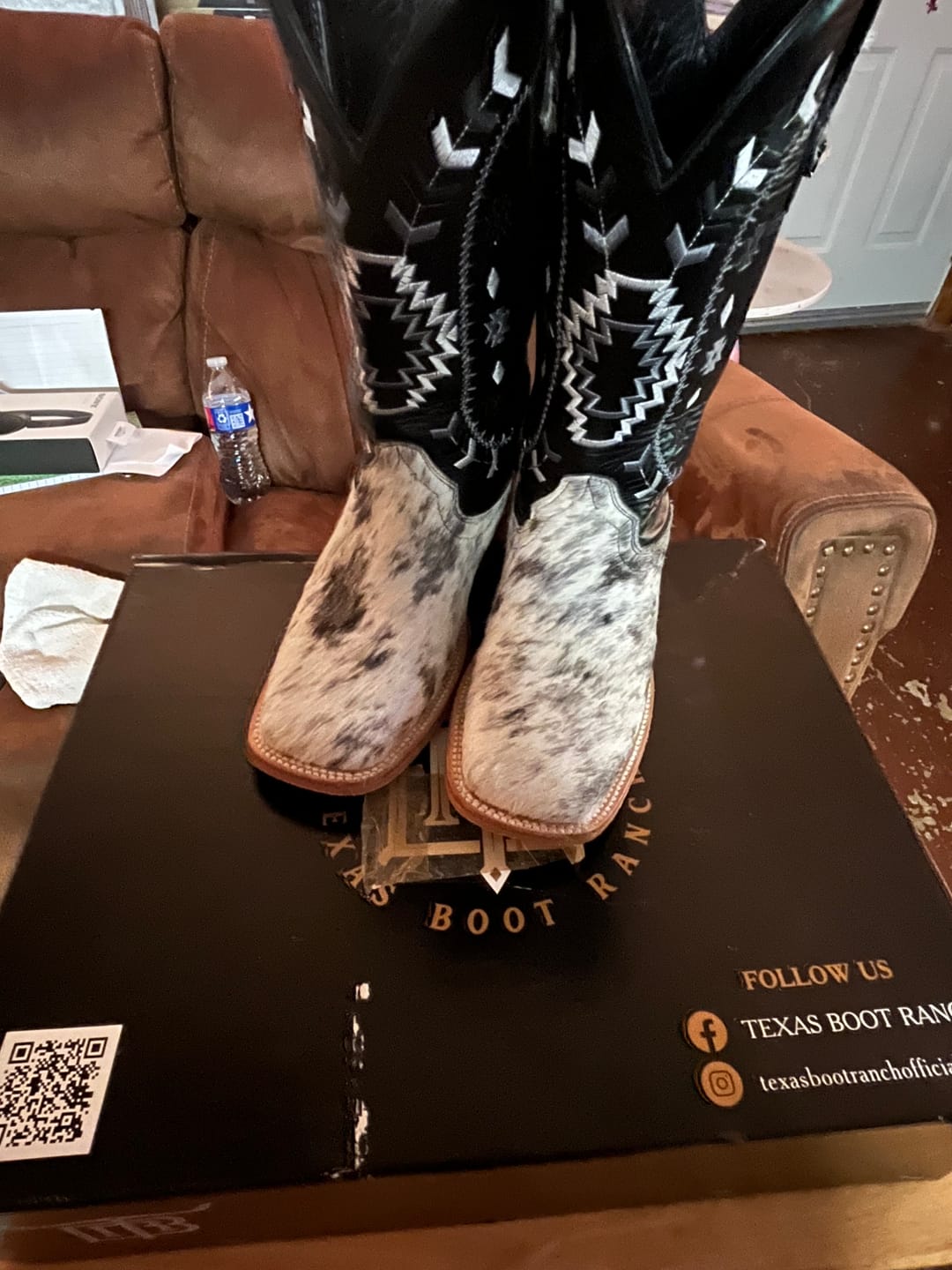 Customer photo review of Genuine Cowhide Boots - Square Toe