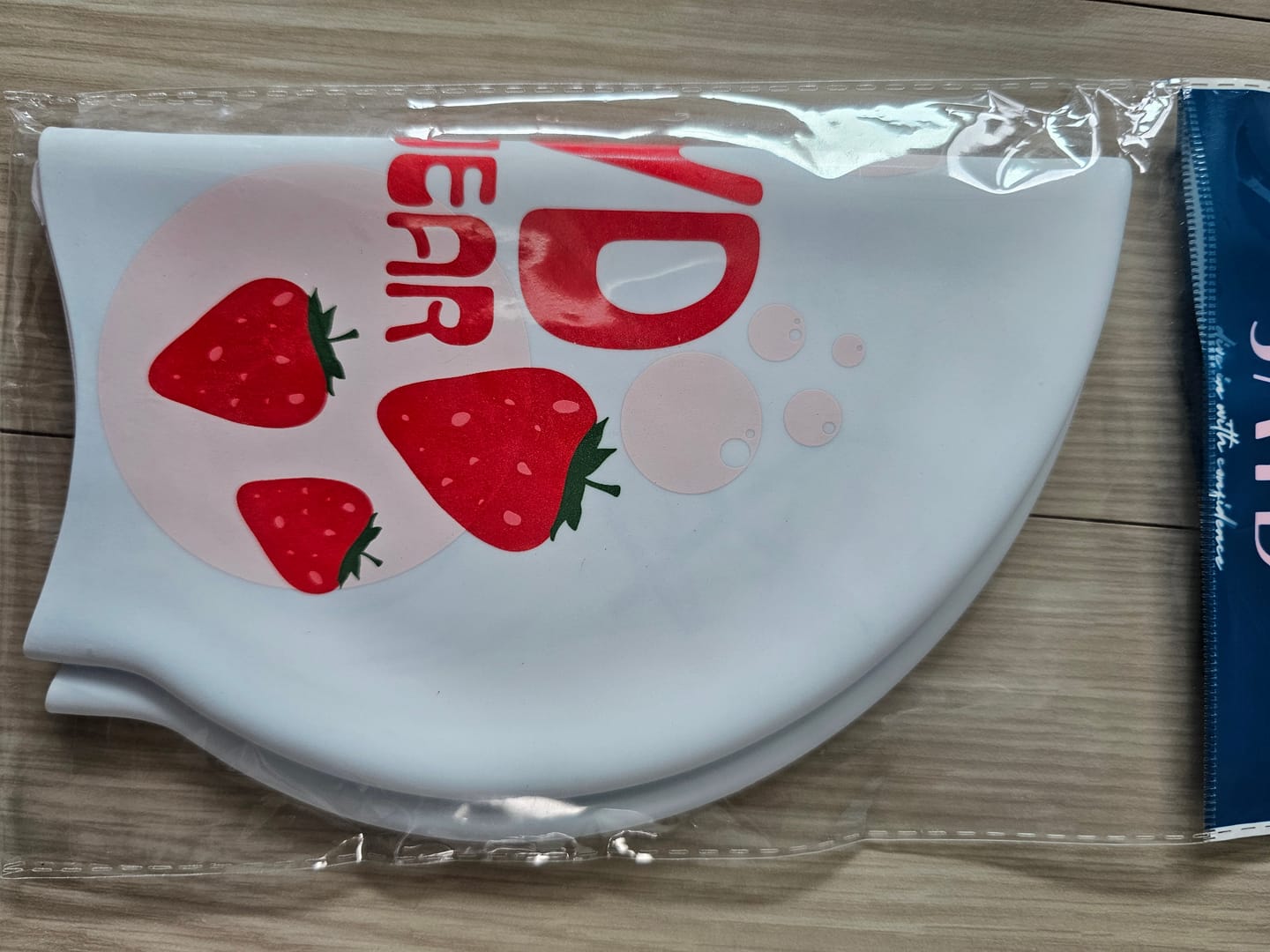 Customer photo review of JAYD Swim Cap - Strawberry Fields