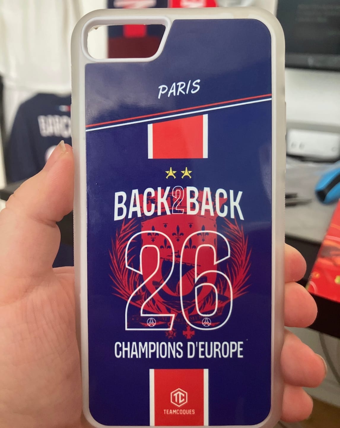 Customer photo review of Coque foot PARIS SG COLLECTOR 2026 - CHAMPIONS D'EUROPE - MAILLOT 2 ÉTOILES - CHAMPIONS LEAGUE BACK TO BACK BACK2BACK - TEAMCOQUES