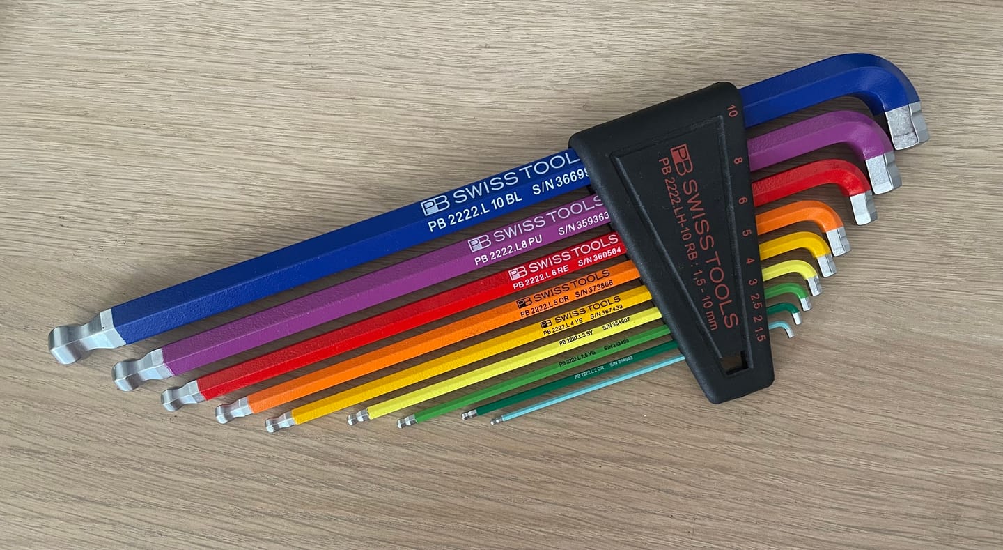 Customer photo review of PB Swiss Tools PB 2222.LH-10 RB RainBow Key L-Wrench Set 10 Pcs