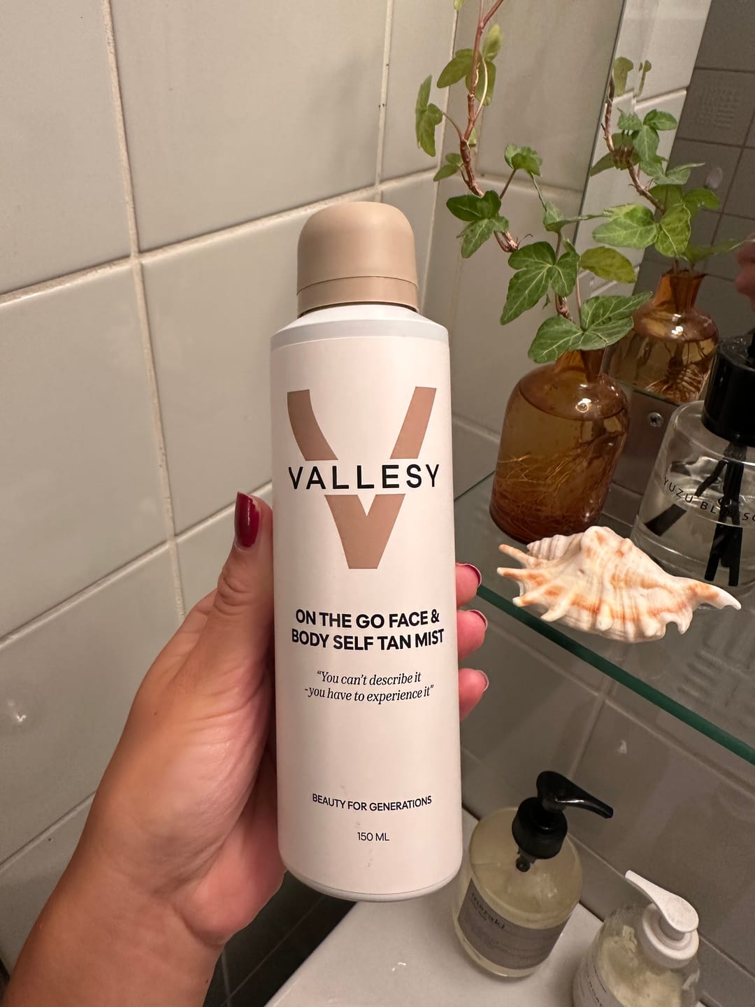 Customer photo review of On The Go Face & Body Self Tan Mist