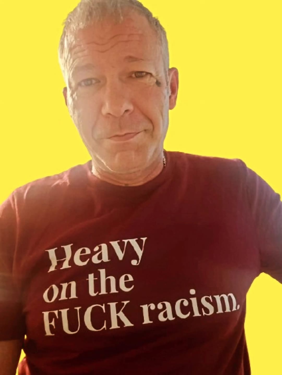 Customer photo review of Heavy on F$$k Racism Unisex T-Shirt