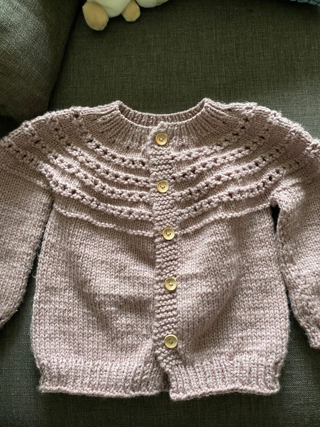 Customer photo review of Clase con Patrón Sweater y Cardigan Orugas | Infantil