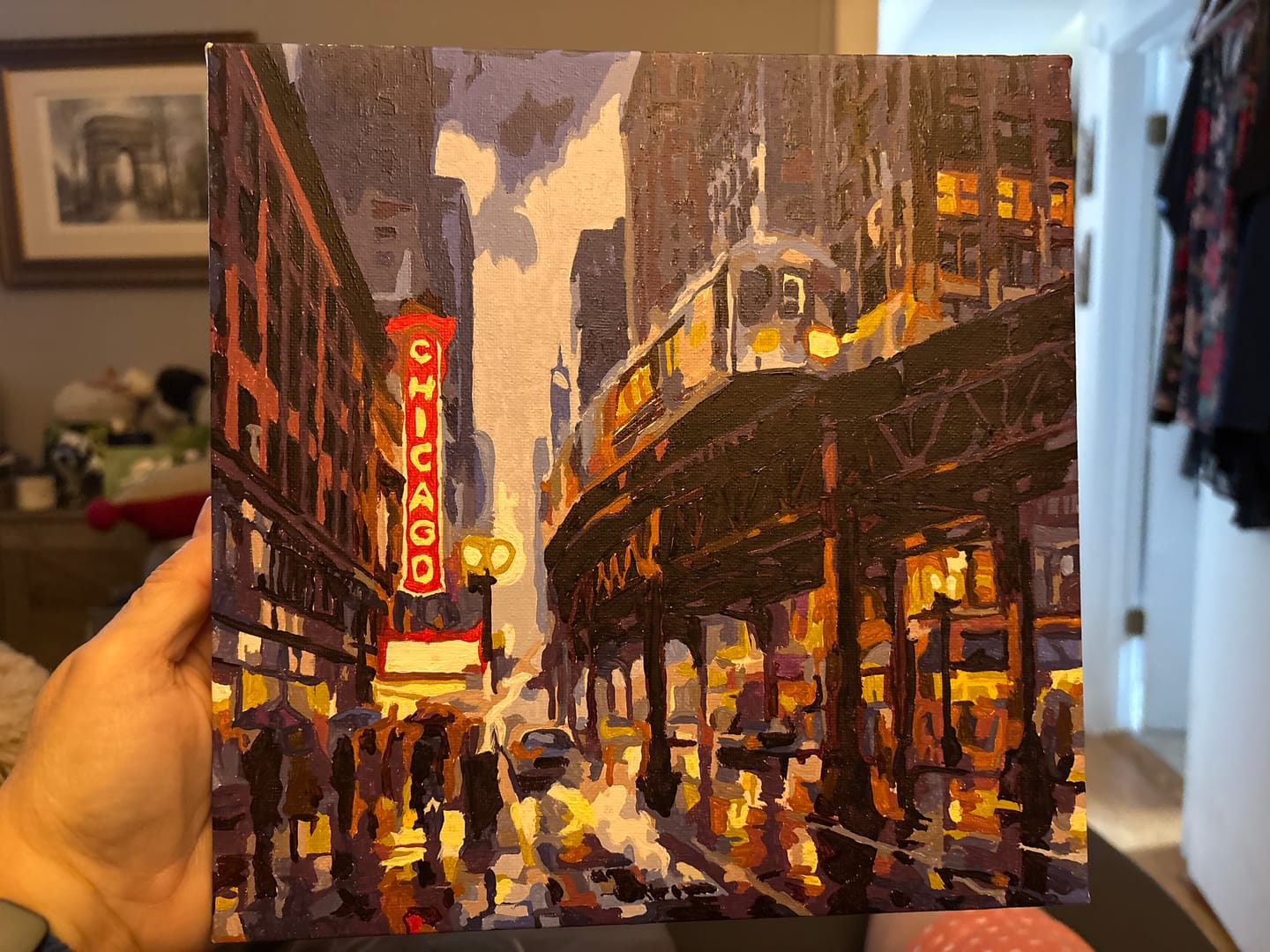 Customer photo review of Rainy Night on the Chicago El (Paint by Numbers)