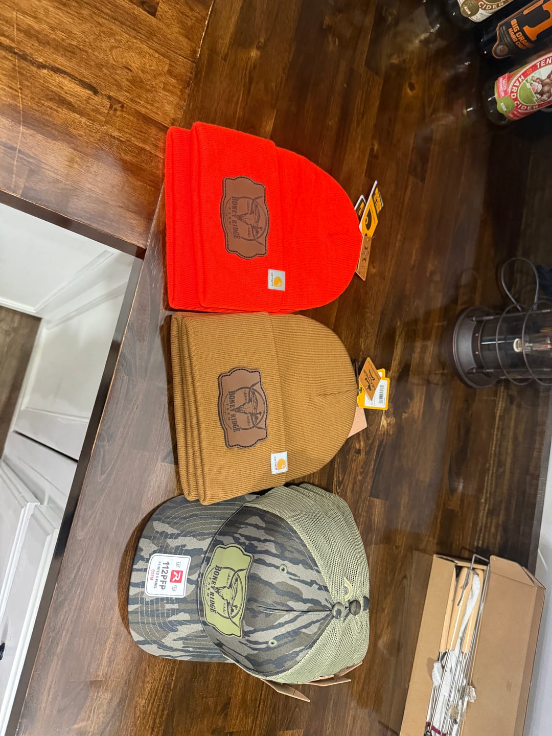 Customer photo review of Custom Carhartt Beanies Leather Patch Laser Engraved