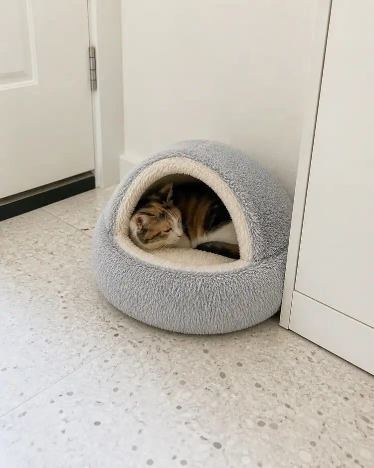 Customer photo review of Snuggle Haven Cozy Cave Pet Bed