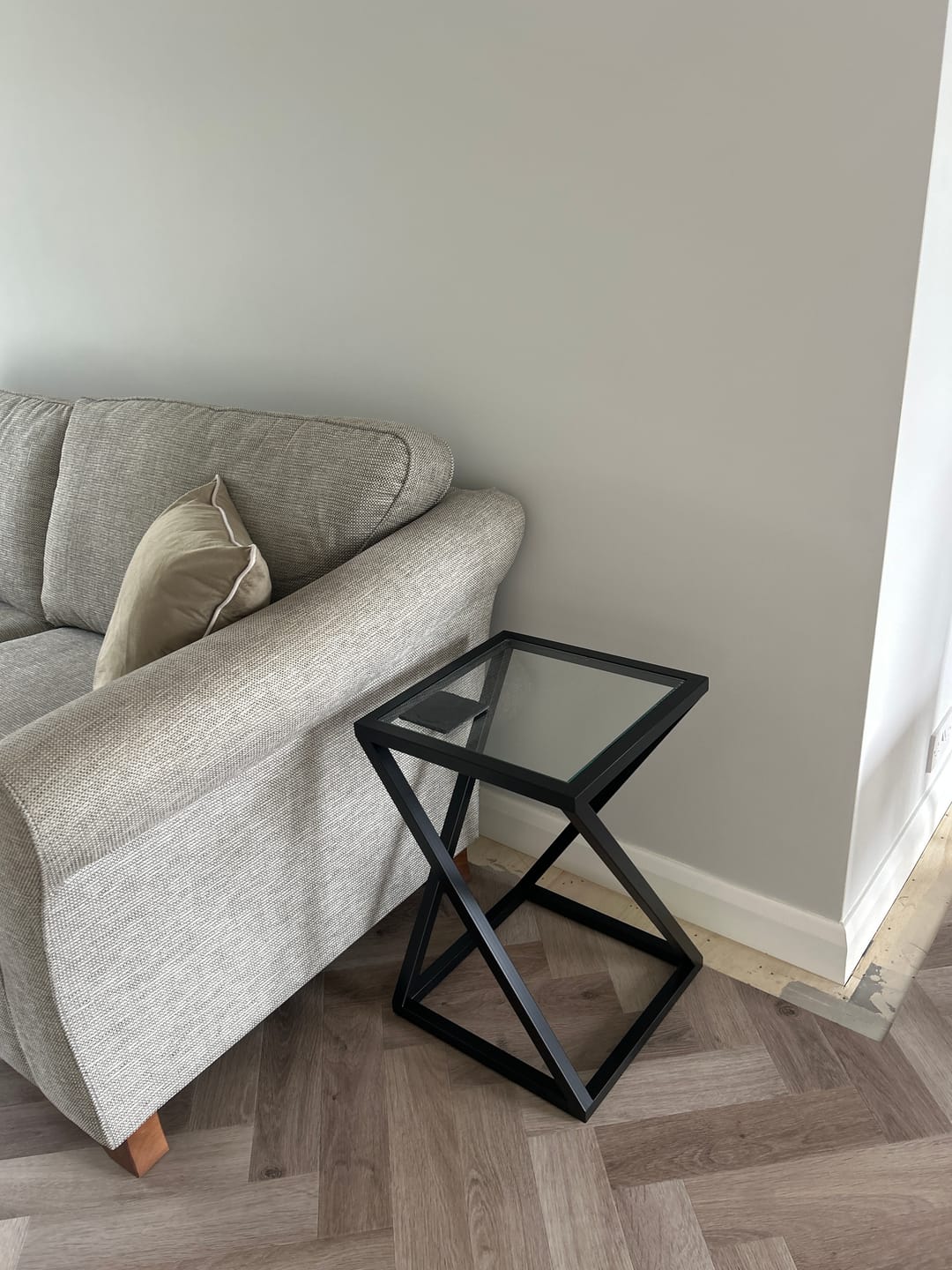 Customer photo review of Twisted Glass Matte Black Side Table