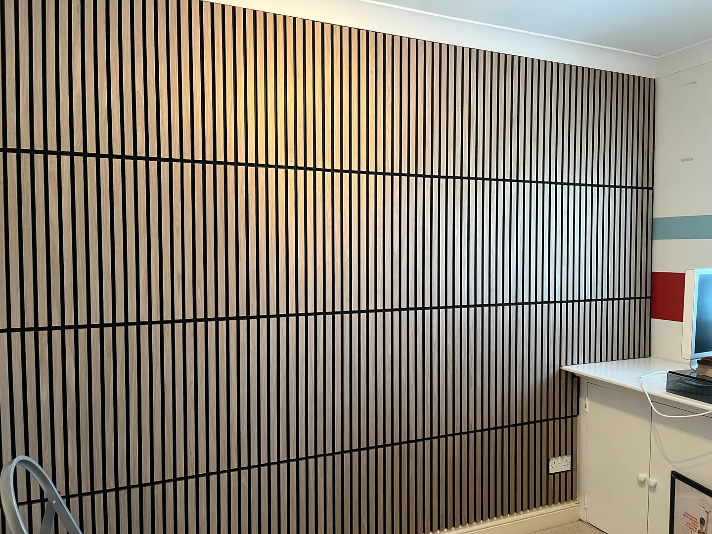 Customer photo review of SlatWall Acoustic Mini Walnut Slatted Wall Panel