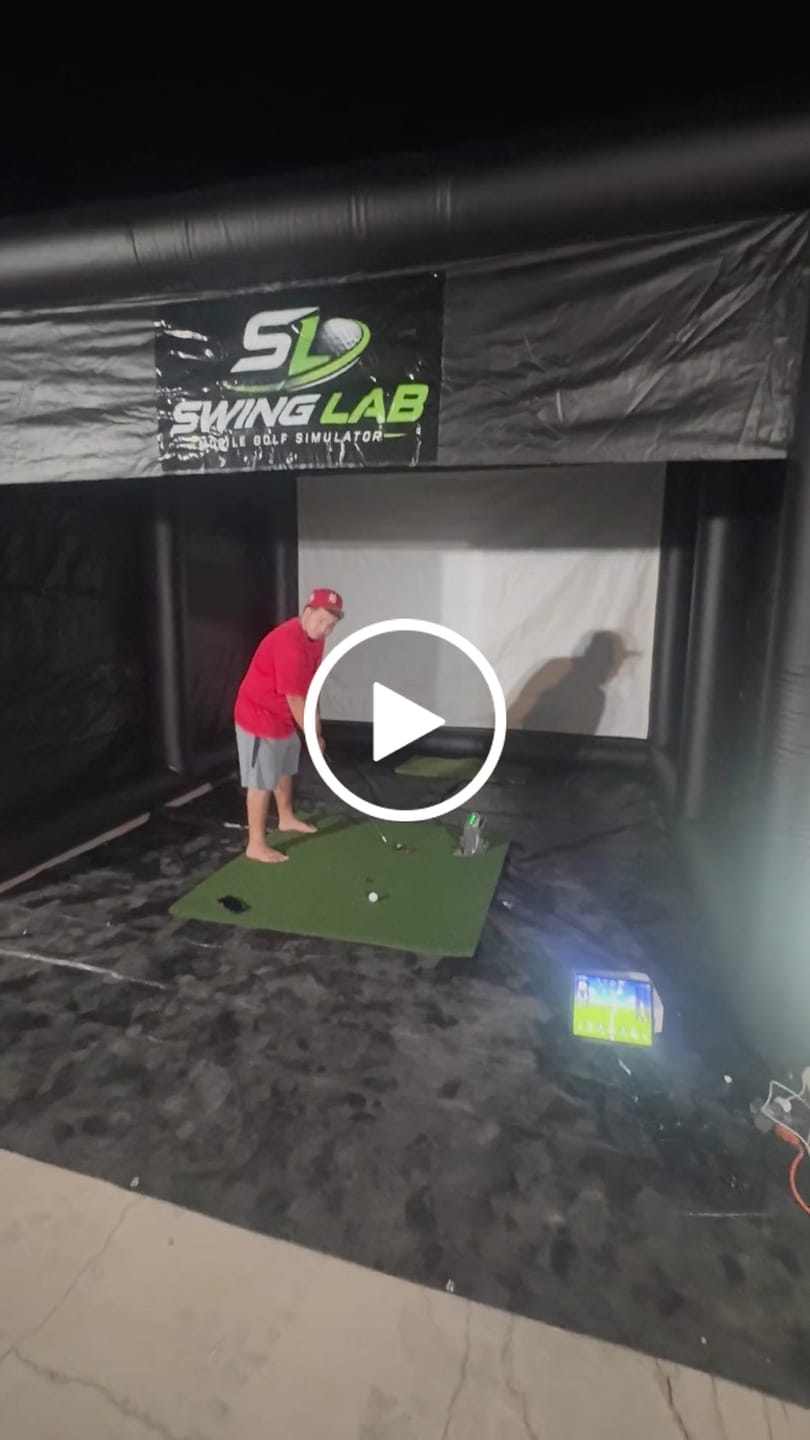 Customer video review of Portable Golf Simulator Training Cage Inflatable Golf Simulator Enclosure Projector Shooting Tent With Screen
