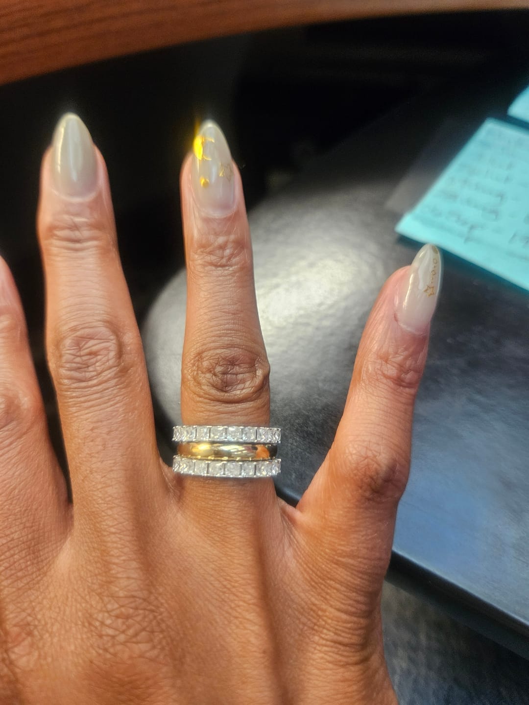 Customer photo review of Princess Cut Moissanite Half Eternity Band