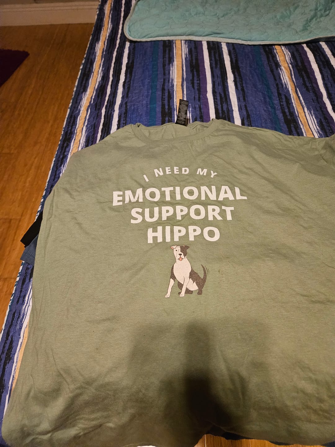 Customer photo review of Emotional Support Hippo Pitbull Shirt